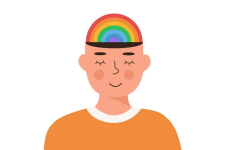 an illustration of a person with a rainbow as the top of their head