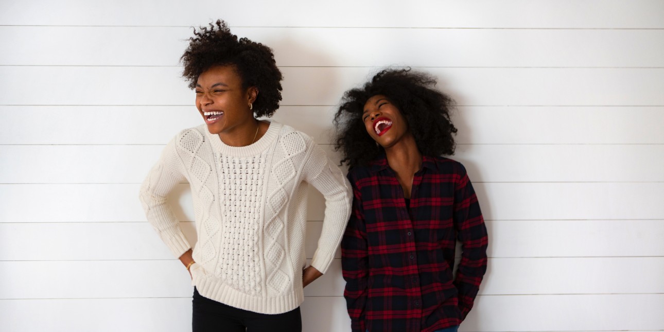 two women laughing