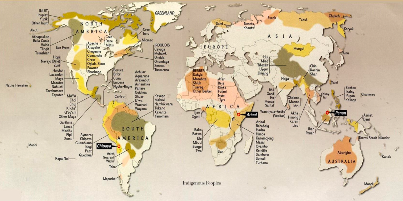 A map of indigenous peoples of the world