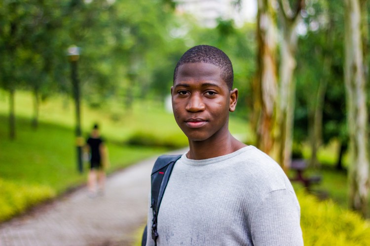 Young man wearing a backpack