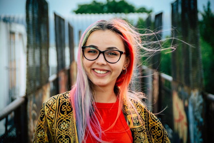 Young woman looking into camera