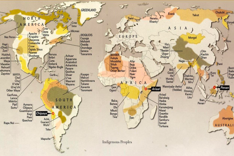 A map of indigenous peoples of the world